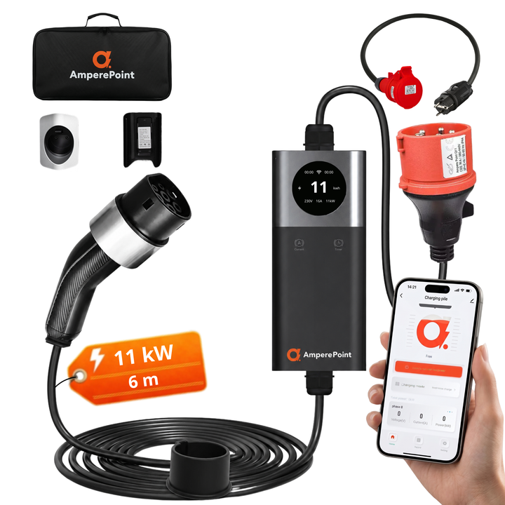 Cargador portátil Q11 (16A, Tipo 2, 11kW) + Adaptador CEE16A-Schuko