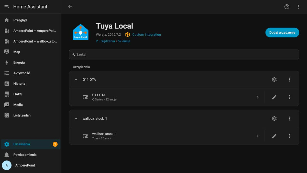 AmperePoint Serie Q en tuya-local: control local con Home Assistant