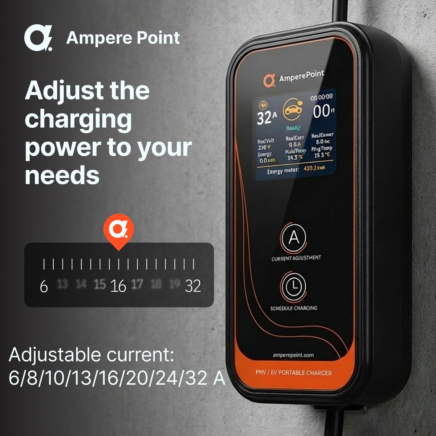 Cargador portátil P72 (32A, Tipo 2, 7.2kW)