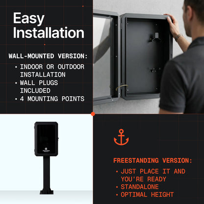 Gabinete metálico para cargador de vehículos eléctricos AMP-BOX negro 