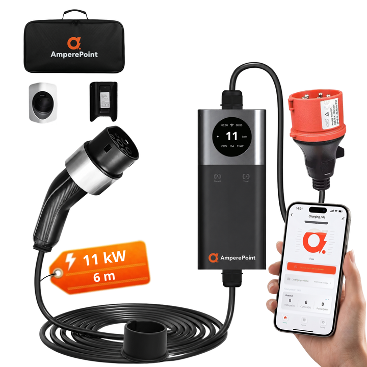 Cargador portátil Q11 (16A, Tipo 2, 11kW) aplicación móvil