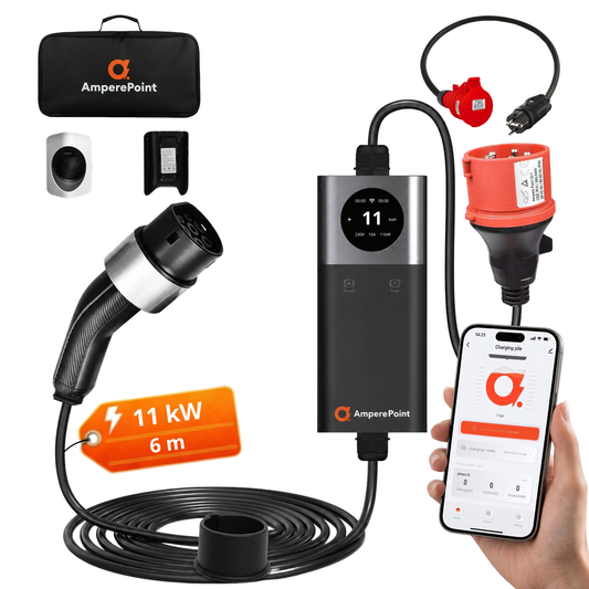 Cargador portátil Q11 (16A, Tipo 2, 11kW) + Adaptador CEE16A-Schuko