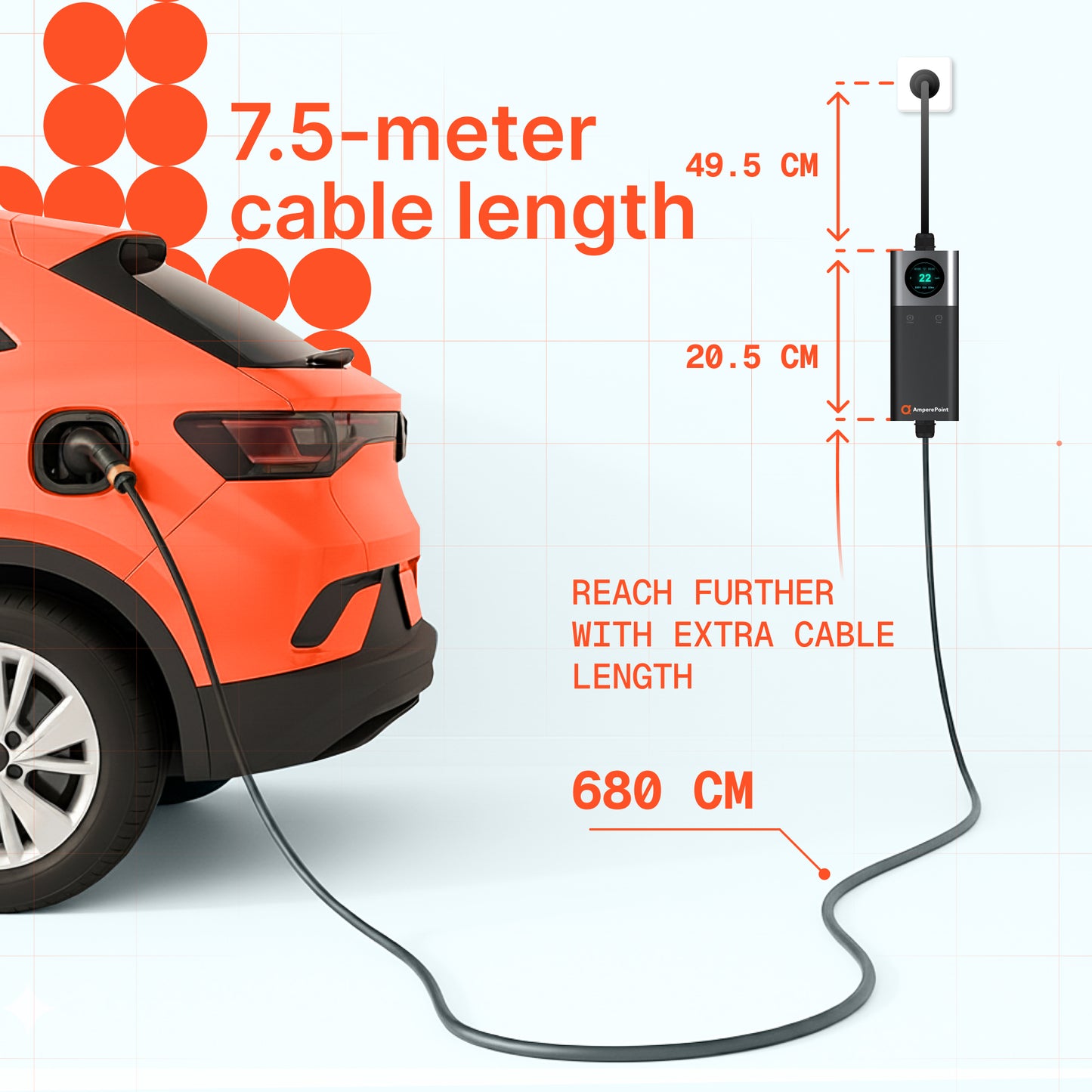 Cargador portátil Q37 (16A, Tipo 2, 3,7 kW) WiFi, 7,5 metros