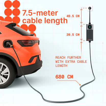 Cargador portátil Q37 (16A, Tipo 2, 3,7 kW) WiFi, 7,5 metros